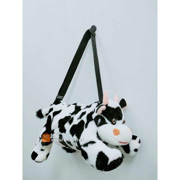 Tas Selempang BERUANG Merangkul / Tas Boneka Sapi/Tas Bulu / Tas Sapi Moo