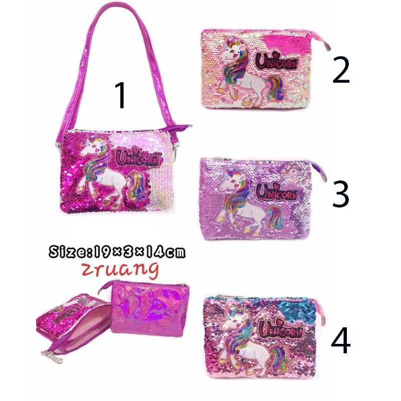 PROMO CUCI GUDANG Tas Selempang Bahu Sequin / Tas Fashion Anak Usap Payet Manik Manik KUDA AJAIB IMPORT ( RANDOM )