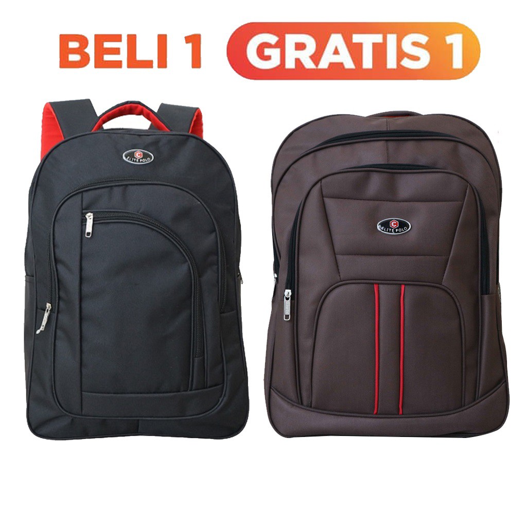 BELI 1 GRATIS 1 - TAS RANSEL ELITE POLO VINNSON TAS LAPTOP KERJA FREE BACKPACK ALISON TAS SEKOLAH