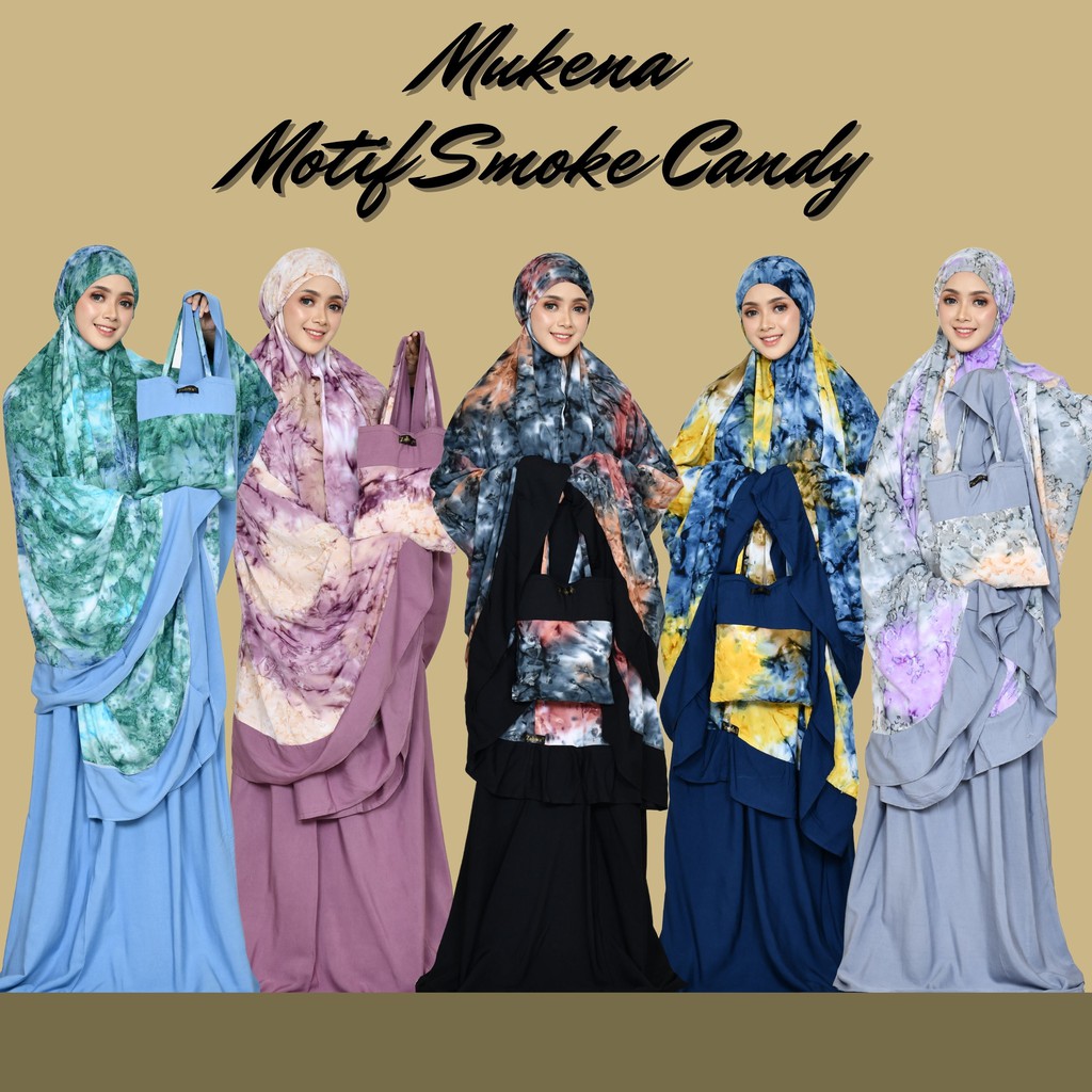 Mukena Bali Motif Smoke Candy   By Zahwa Bahan Rayon Premium Untuk Reamaja Dan Dewasa Termurah Kekinian