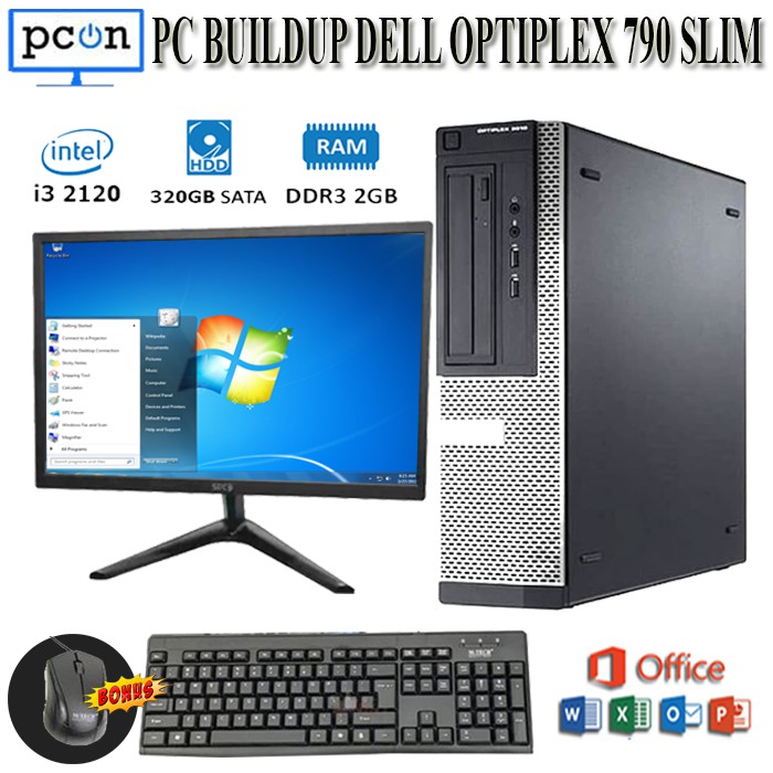 PC BUILT UP PC KOMPUTER DELL OPTIPLEX 790 DEKSTOP plus MONITOR 19 INCH