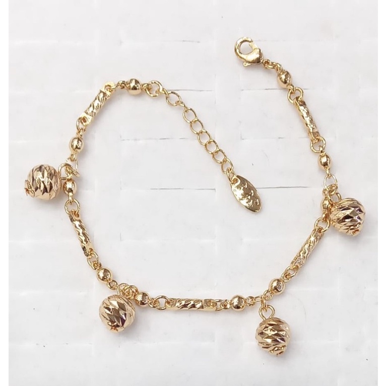 GELANG EMAS DEWASA MODEL RUMBAI LOVE DAN BOLA YAXIYA TERMURAH