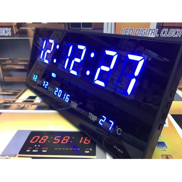 Jam Dinding Digital LED Meja LED Clock 3615 Biru