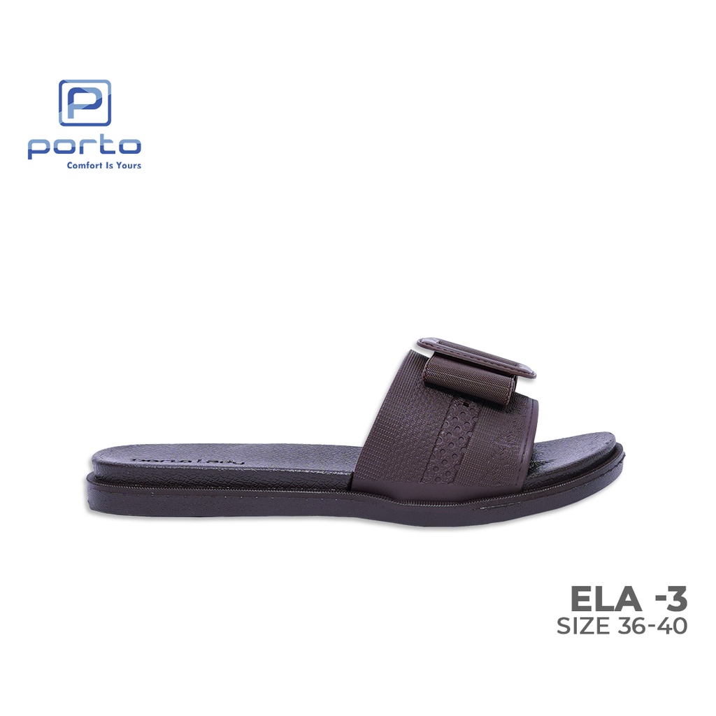 ELA-3 - Porto Leveling Sandal Wanita Selop Harian Pita Santai Cantik Casual Nyaman Empuk Porto Lady