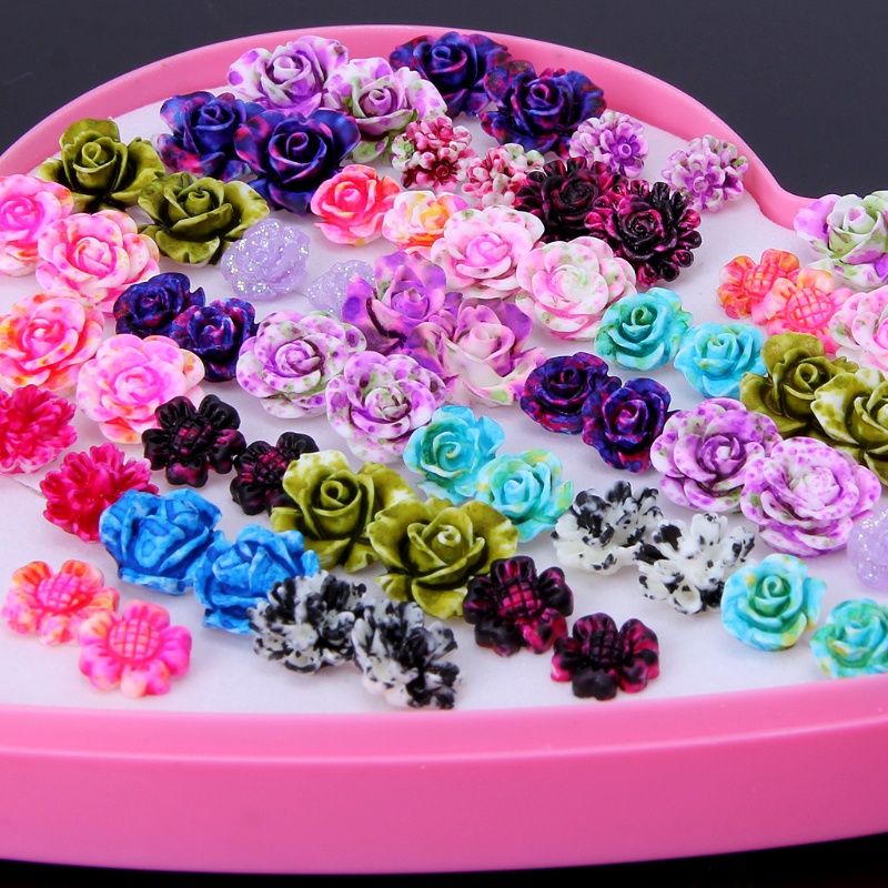 SIY  Rose Flower Stud Earring Set For Women Small Earring Jewelry 36 pairs Random Mix