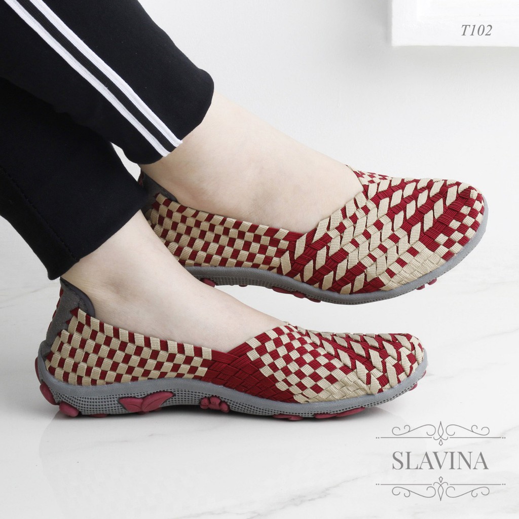 SEPATU SLAVINA SERI RAJUT TAP
