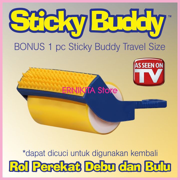 STICKY BUDDY 2 IN 1 - Roller Perekat Debu Bulu di Baju, Sofa &amp; Karpet