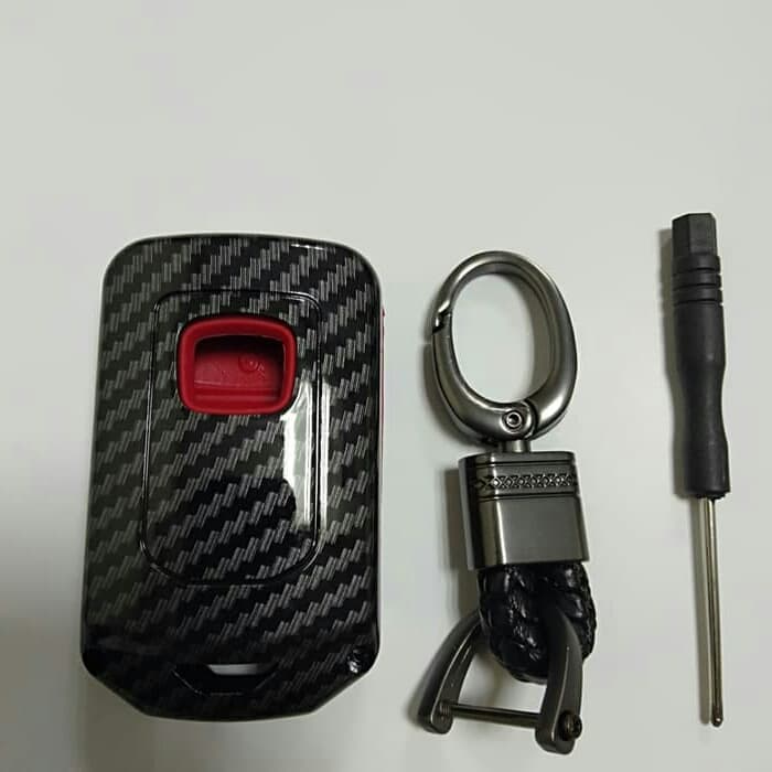 cover casing kasing KUNCI remote carbon mobil HONDA all new jazz CARBON SILIKON merah