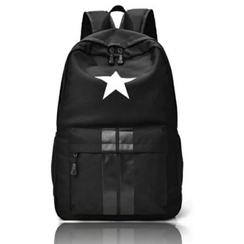 Tas Ransel Punggung Distro Casual Pria Wanita / Tas Ransel Laptop Original - FzA Black Star