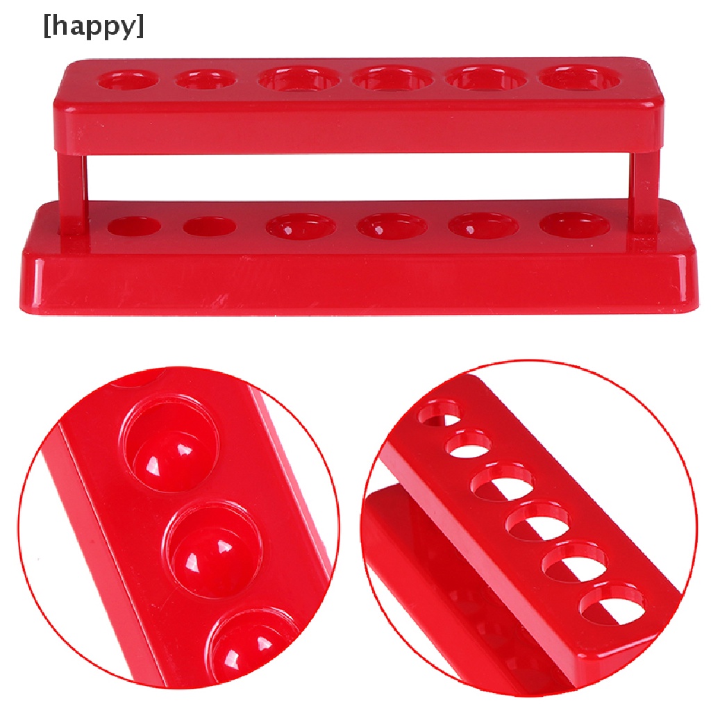 Rak Stand Holder Tabung Reaksi 6 Lubang Bahan Plastik Warna Merah Untuk Laboratorium