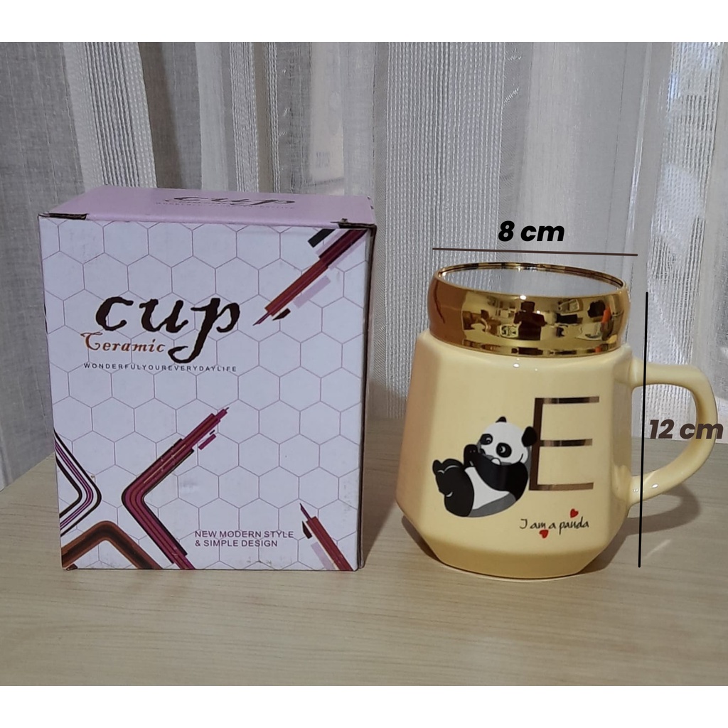 Mug/Gelas/Cangkir Keramik Set Tutup