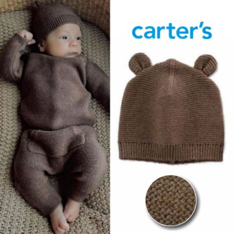 Size 6, 9, 12 bulan. Topi Hat, Kupluk Beanie Anak Bayi - Carter's, Janie & J*ck, Polo Ralph Laure*-Brownie Bear Beanie