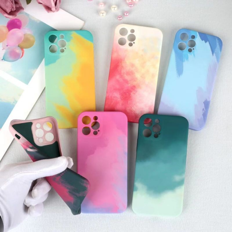 0462 VVV Case Samsung A21s A30s A50 A50s A51 A71 S10 Note 10 lite S20FE Watercolor Liquid softcase t