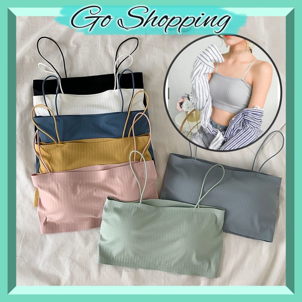 GO! BR006 Bra Garis polos wanita TANK TOP tanpa kawat bahan halus BH cewek TANKTOP simple import COD
