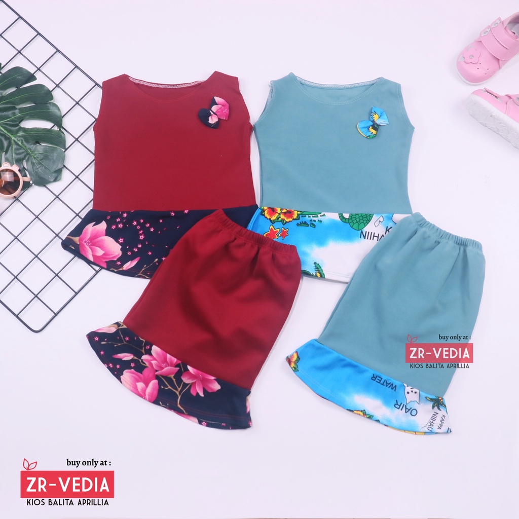 Setelan Zizi Bayi uk 6-18 Bulan / Atasan Bawahan Rok Perempuan Baju Pesta Model Dress Peplum Cewek