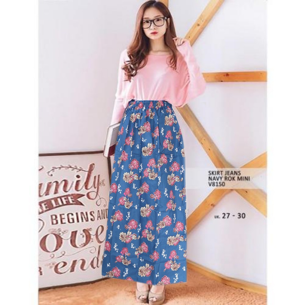 IZANY Rok Panjang Maxi Skirt-CHRISANT NAVY