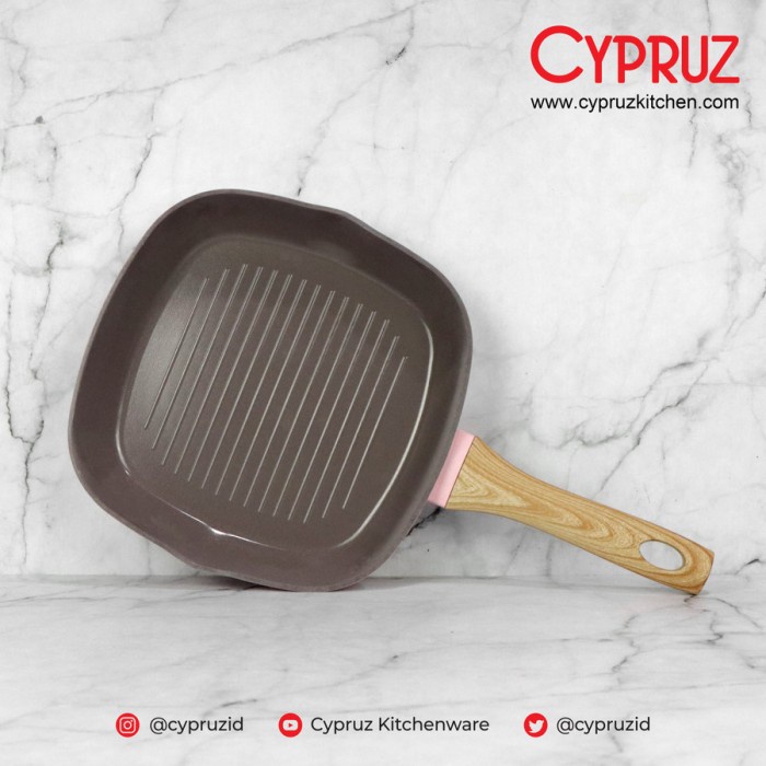 Cypruz Pink Ceramic Grill Pan / Panggangan Anti Lengket