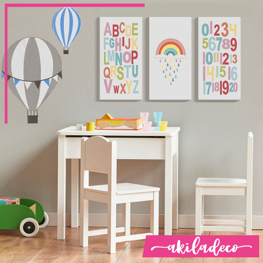 Hiasan Dinding Dekorasi Dinding Kamar Anak Poster Edukasi set 3pc