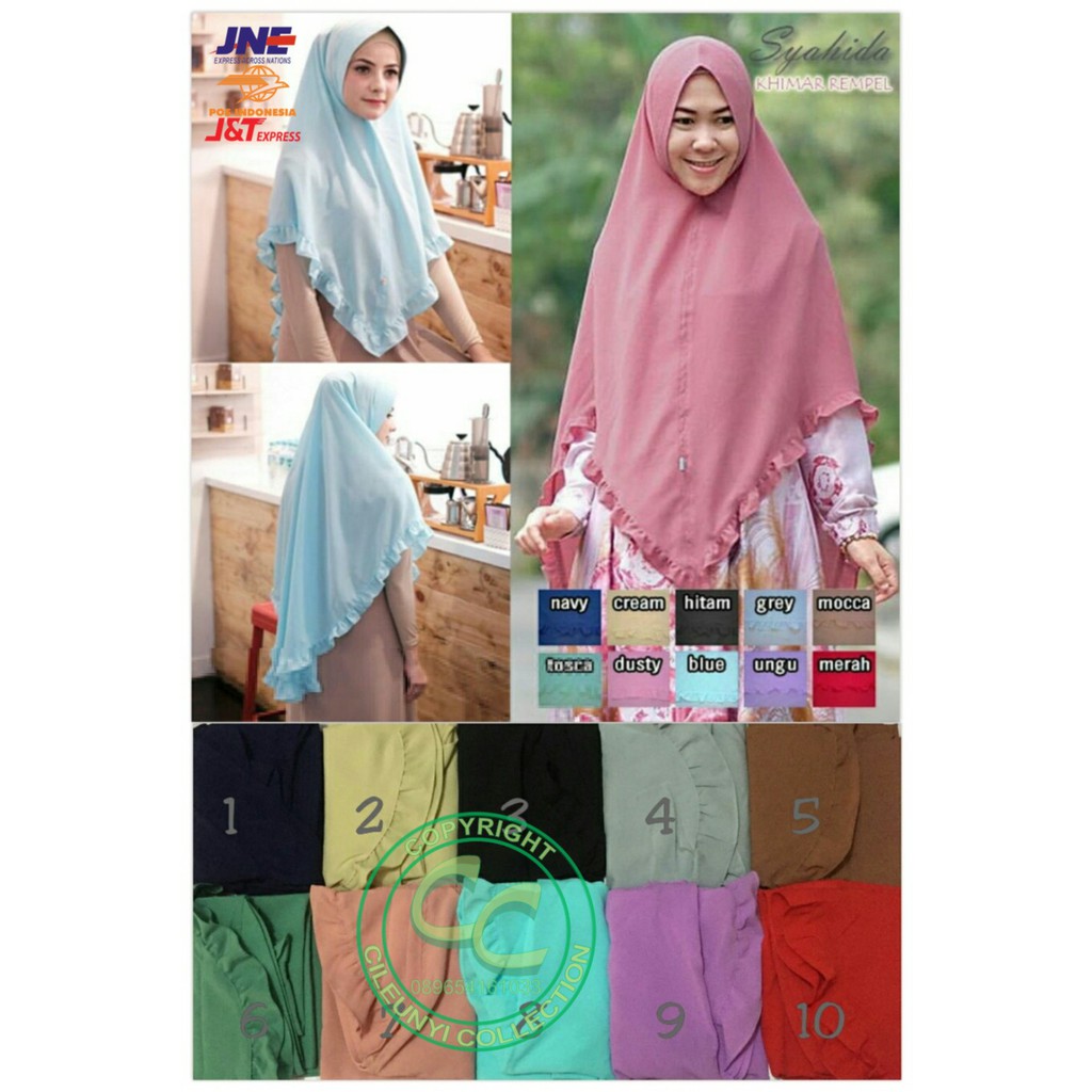 Hijab Syari Khimar Rempel Syahida Jilbab Bergo Pad