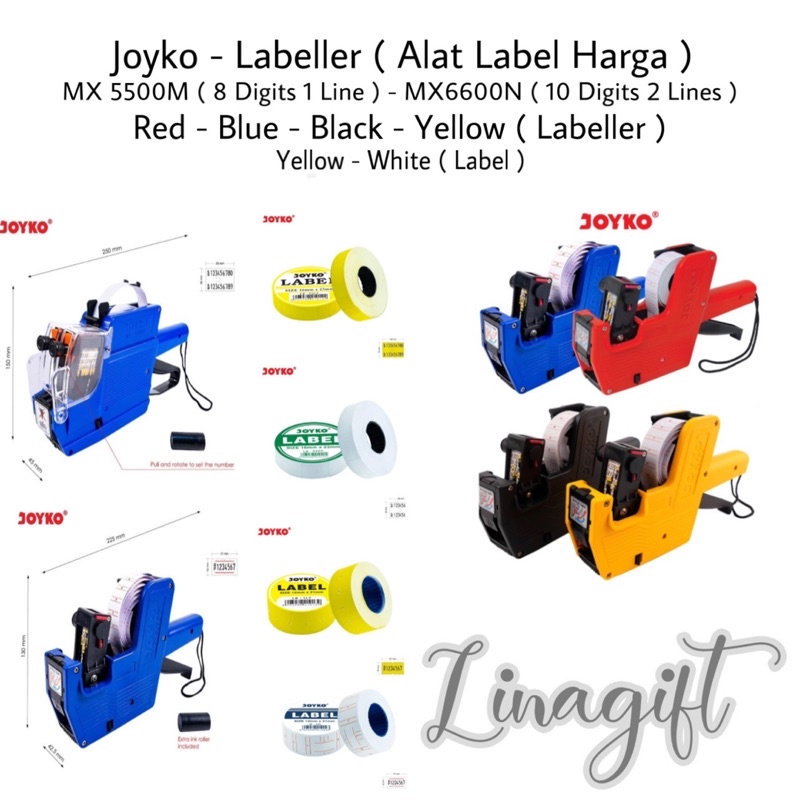 JOYKO LABELLER / ALAT LABEL HARGA MESIN MX-6600N ( 10 DIGITS 2 LINES ) / MX-5500M ( 8 DIGITS NUMBER 1 LINE )