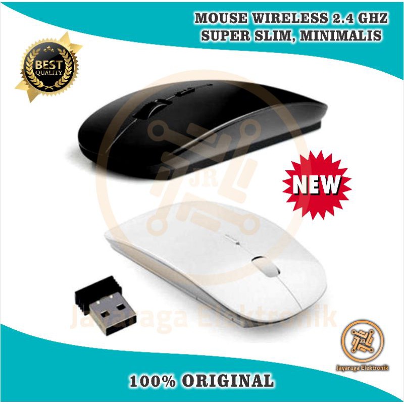 Mouse Wireless 2.4 Ghz Wireless Optical Mouse Design Slim Minimalis ORIGINAL