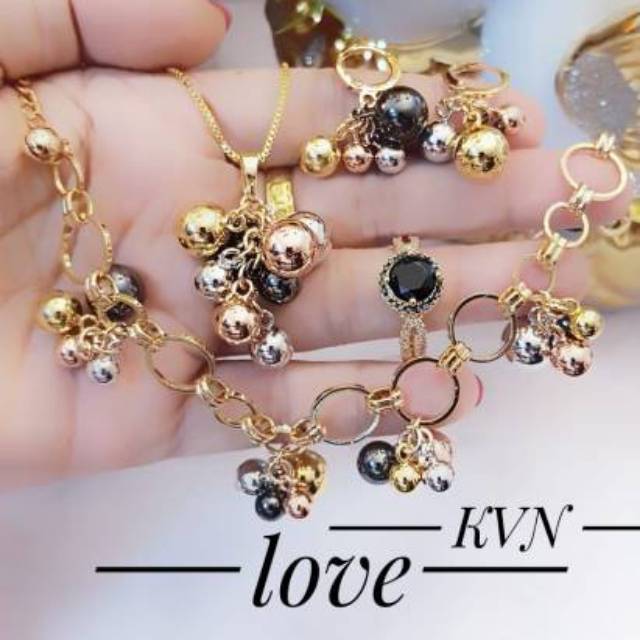 Xuping set perhiasan bola lapis emas 24k 2601