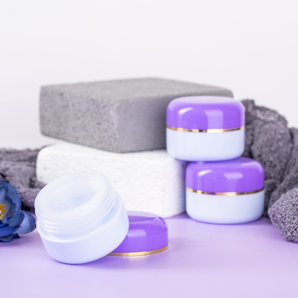 Pot Gaya Cream 9Gr Putih Opek Tutup Ungu Duta jaya List Gold/Wadah/Kemasan Pot Kosmetik