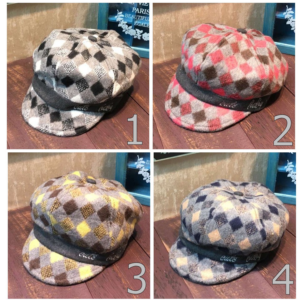 [JOYLEEN BEBE] Topi Copet Anak Kotak Kotak - Daily Hat - Topi Pet Anak Lucu Import Murah