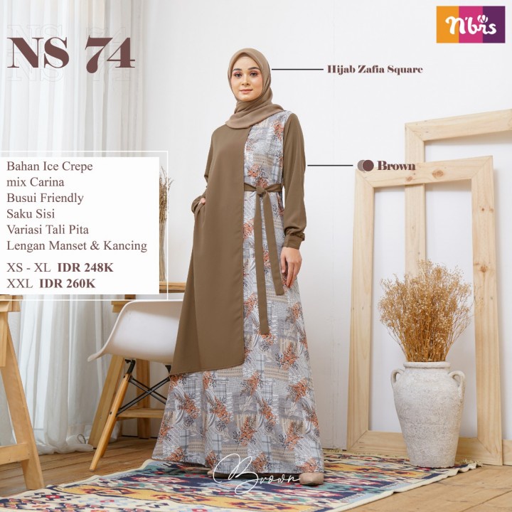 GAMIS NIBRAS NS 74 BAHAN ICE CREPE MIX CARINA / GAMIS DEWASA KEKINIAN / GAMIS DEWASA MURAH BY NIBRAS