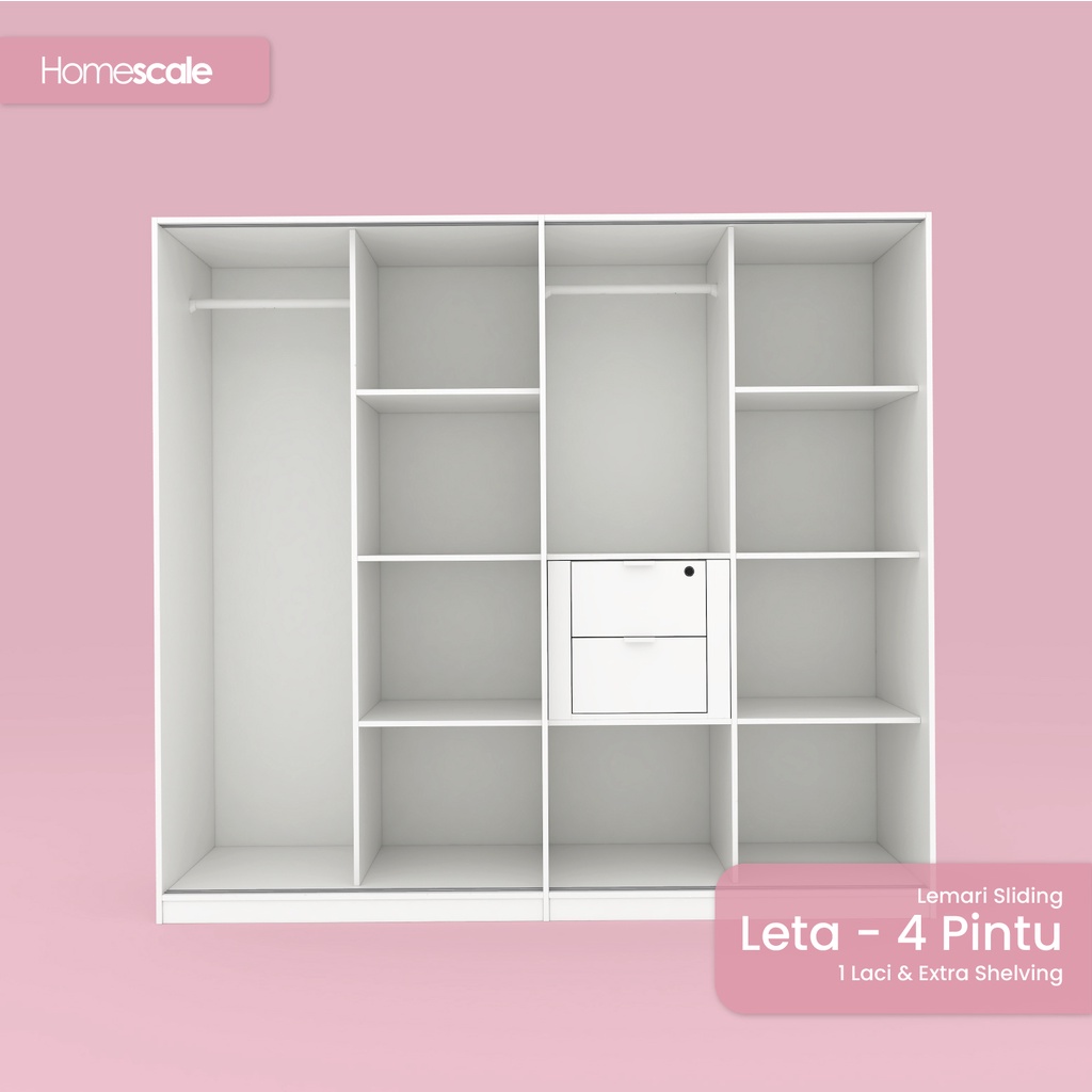 "Homescale" Lemari Sliding Door LETA 4 Pintu Dengan Extention Shelving ...