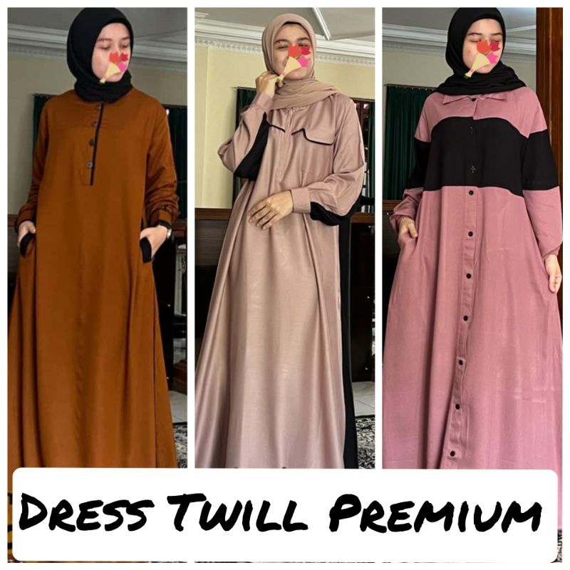 NONI Dress || Gamis Kombinasi || Gamis Twill Premium || Gamis big size || PB 140 cm