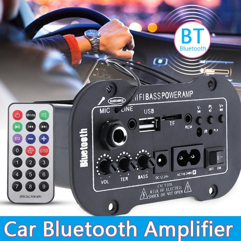 Amplifier Board Audio Bluetooth USB FM Radio + Remote Control