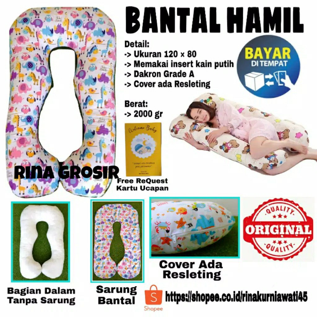 Bantal Hamil Elha Baby Bantal Bumil Karakter Motif Lucu Bantal