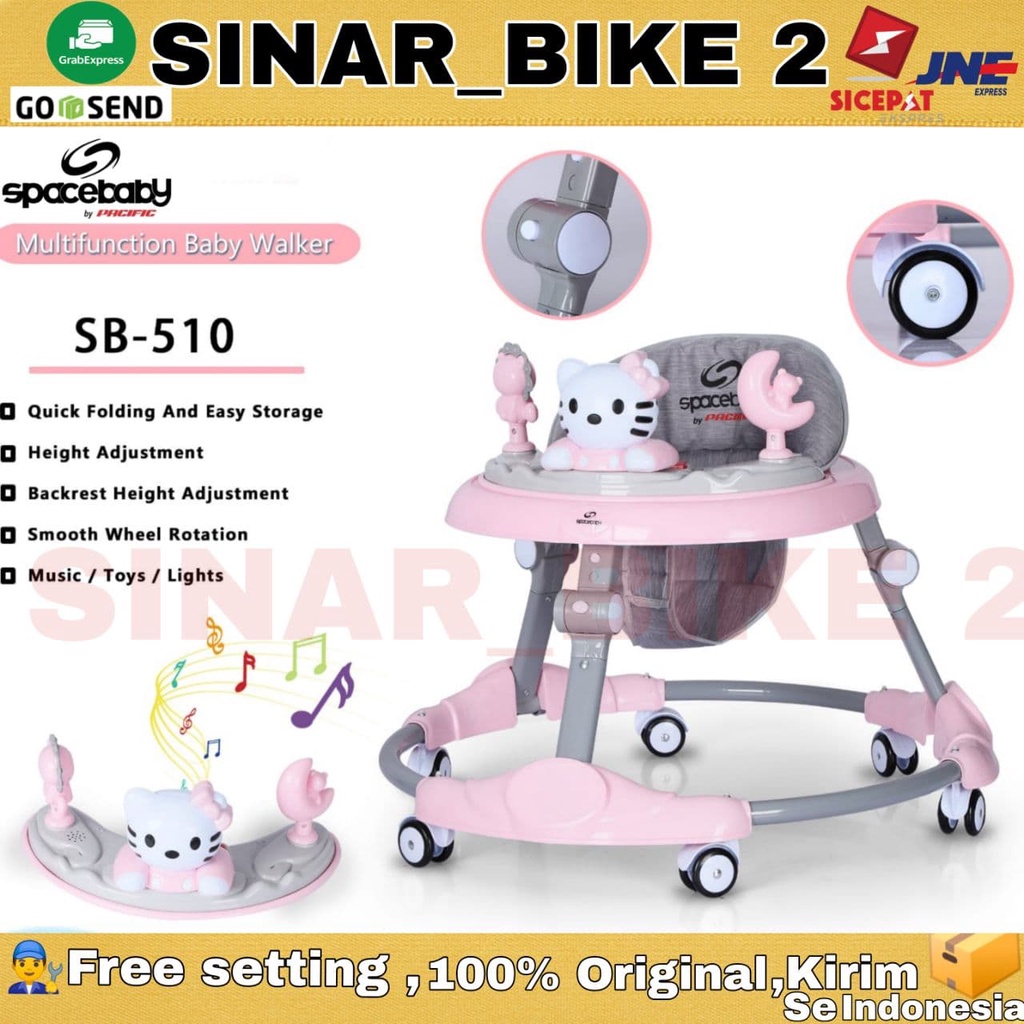 Baby Walker SPACEBABY SB 510 Edisi Hello Kitty Musik Lampu Mainan Bayi