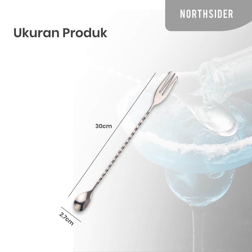 LONG COCKTAIL SPOON 32CM STAINLESS | SENDOK ADUK MOCKTAIL