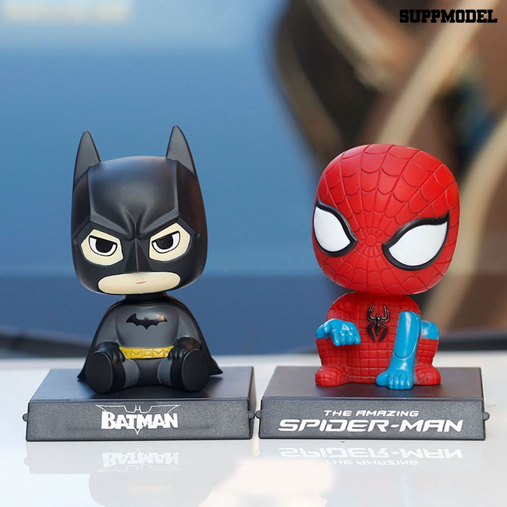 Ornamen Dasbor Mobil model Kartun Captain America Batman Iron Man Kepala Goyang