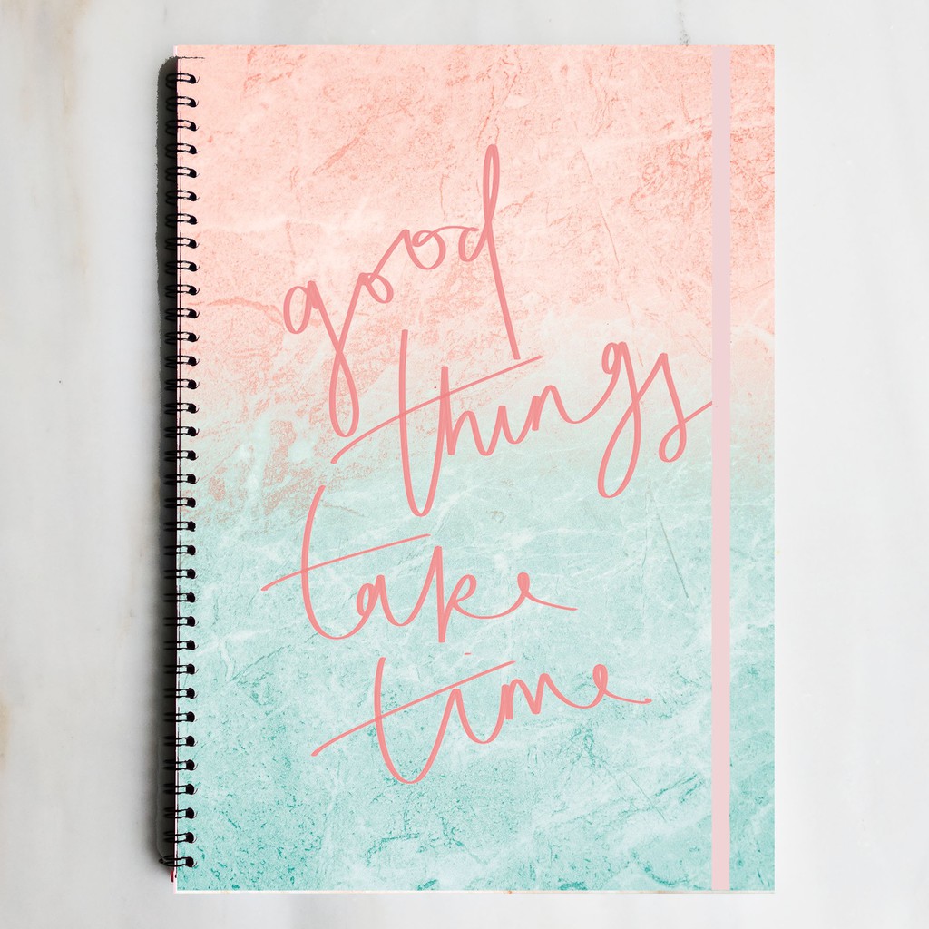 

GOOD THINGS TAKE TIME Spiral Ruled Grid Dotted Notebook Diary Journal Bujo School Buku Tulis