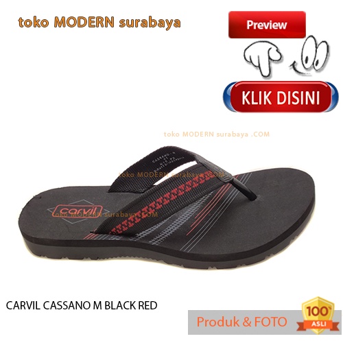 CARVIL CASSANO M BLACK RED sandal pria casual sandal jepit spons