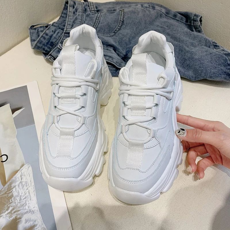 Sneakers Platform Sepatu Kasual Wanita Fashion Beralas Tebal Basket Latihan Wanita Sneakers Chunky Wanita Sepatu Zapatillas (P002)-7