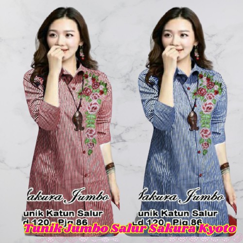 Baju Atasan Tunik Jumbo Wanita Dewasa Modern Murah Kekinian Terbaru 2021 Bahan Katun LD 120 Fit XXL.
