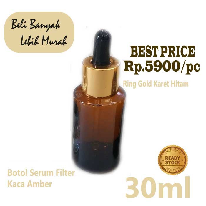 Jual Botol Pipet Kaca Ml Botol Serum Kaca Amber Ring Gold Karet Hitam Ml Shopee Indonesia