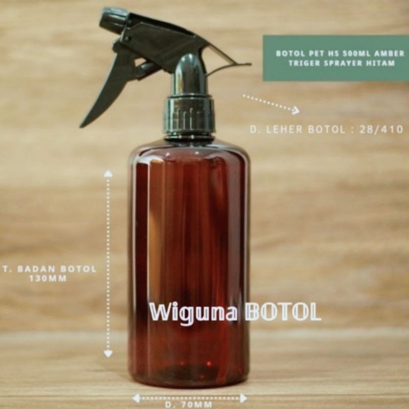 Botol spray 500ml Amber / Botol 500ml Amber Tutup Spray Big Triger hitam