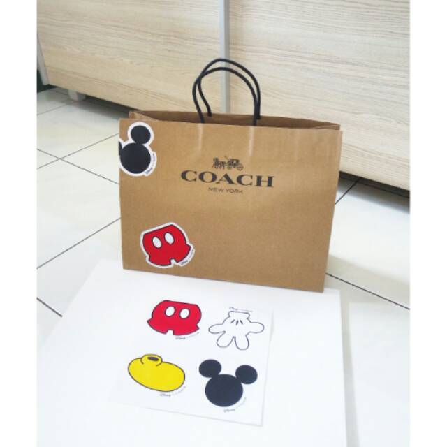 Coach Original Disney Mickey paperbag and sticker authentic paper bag