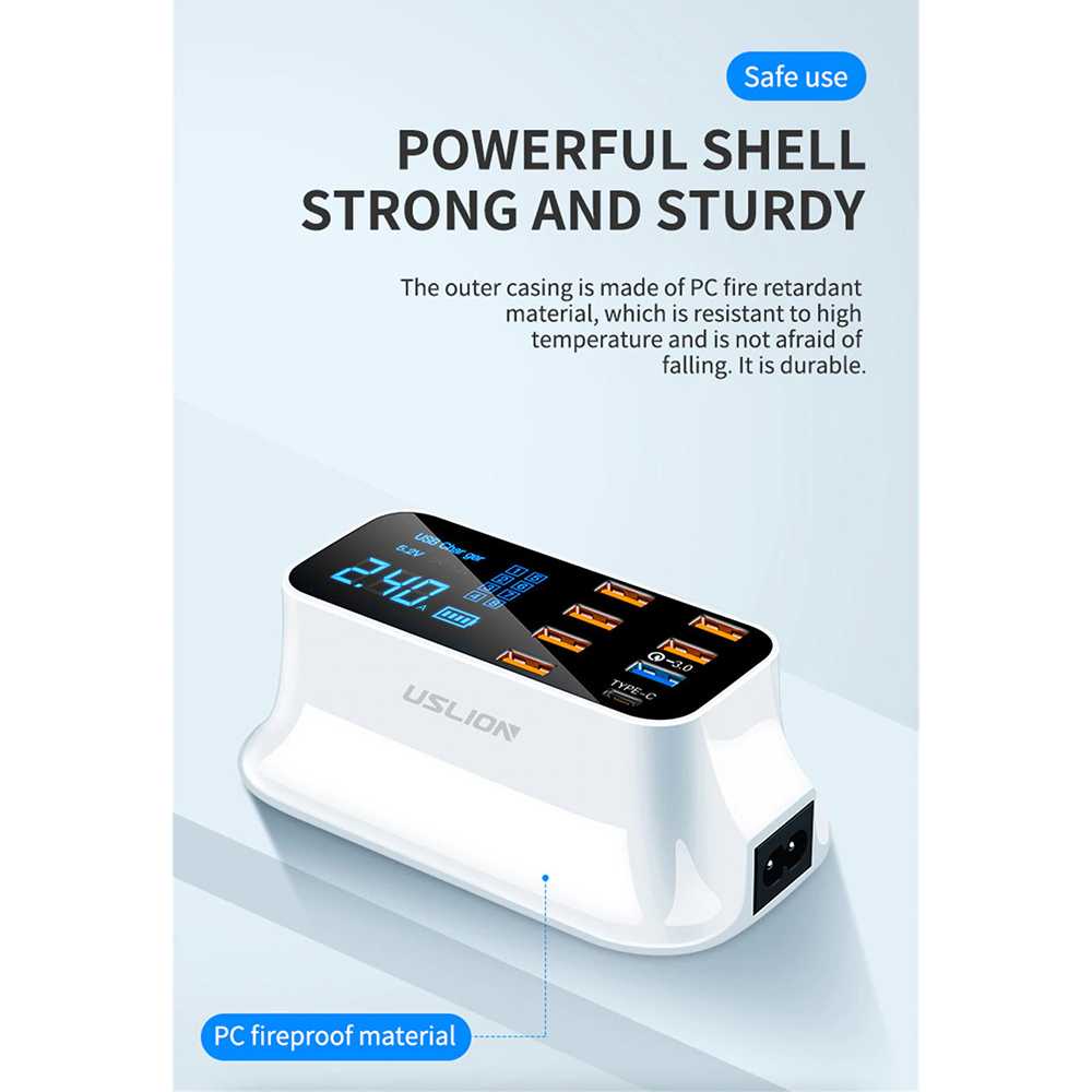TG-A1 USLION Charger USB Station USB Type C + Type A 8 Port YC-CDA19Q