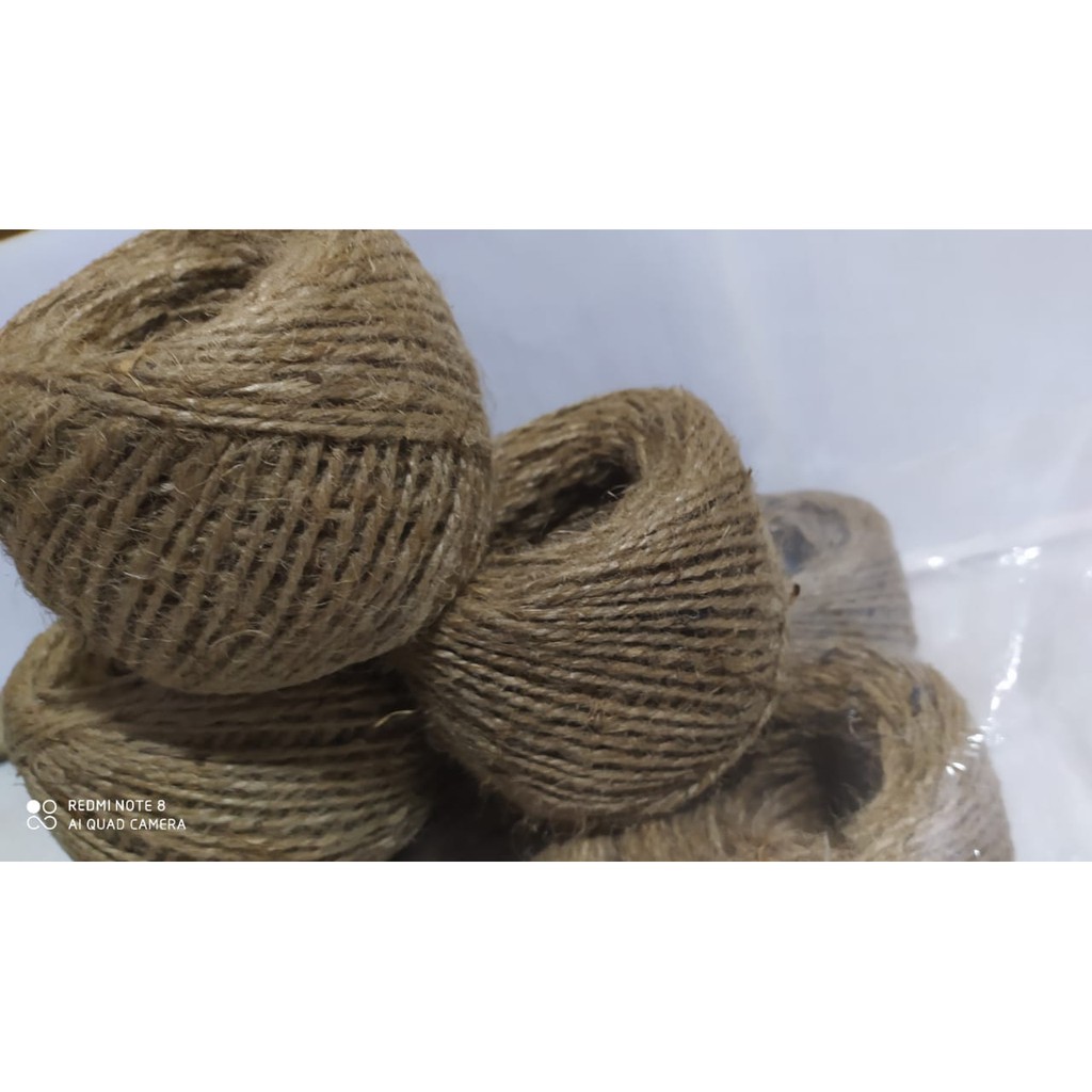 Per ROLL 50 Meter - Tali Rami / Hemp Rope / Tali Benang Goni Vintage - Benang Rajut - Benang Karung