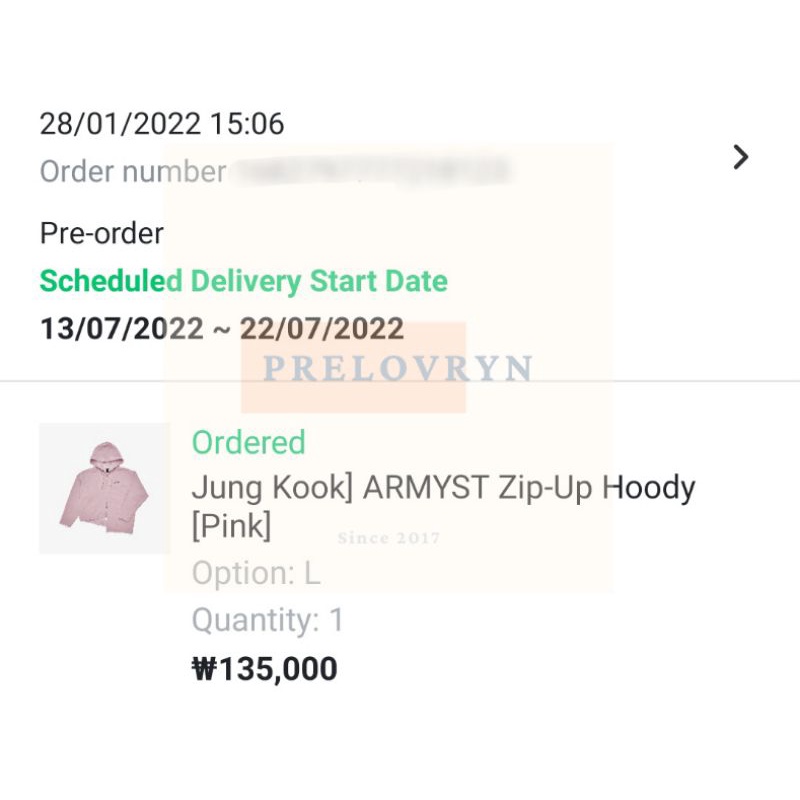 [READY INA] BTS Merch by Artist JK Jungkook ARMYST Zip-Up Hoody Pink L