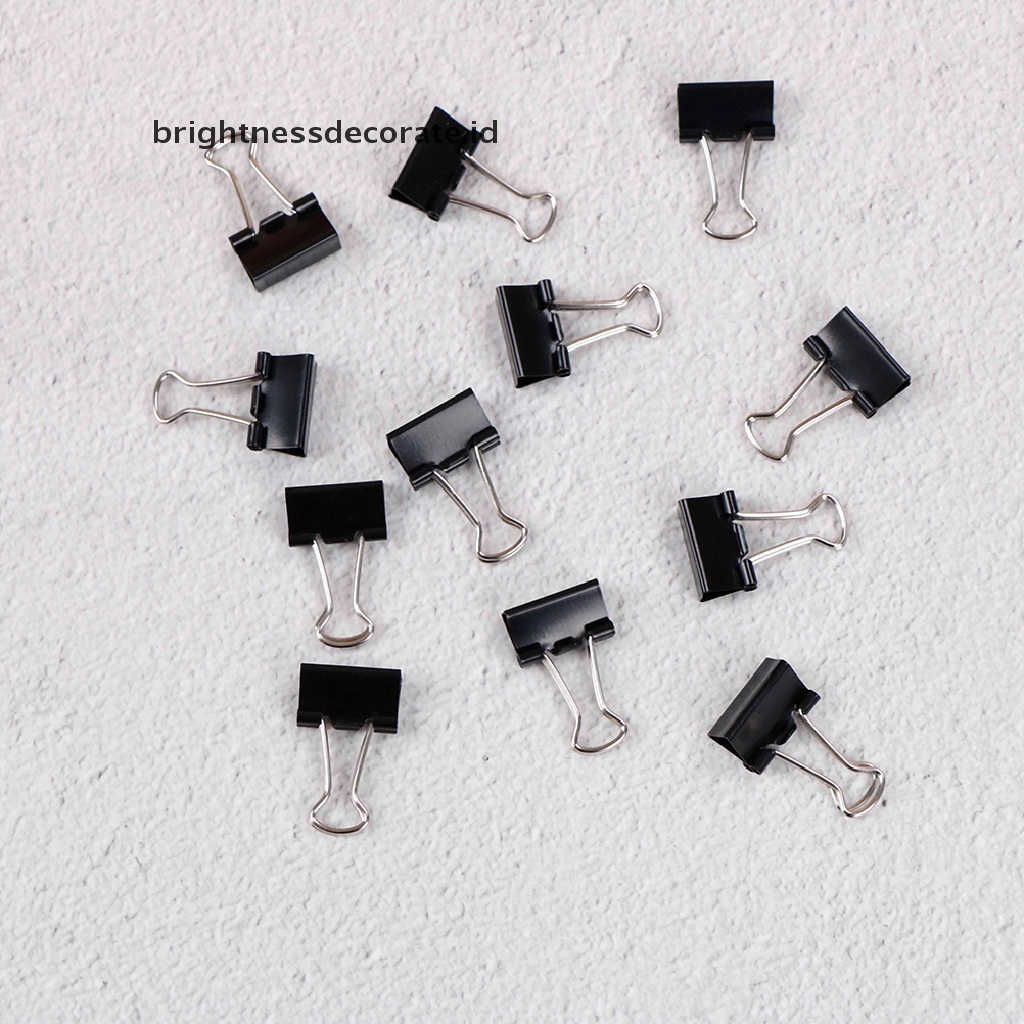 [birth] 12Pcs Black Metal Binder Clips File Paper Clip Photo Stationary Office Supplies [ID]