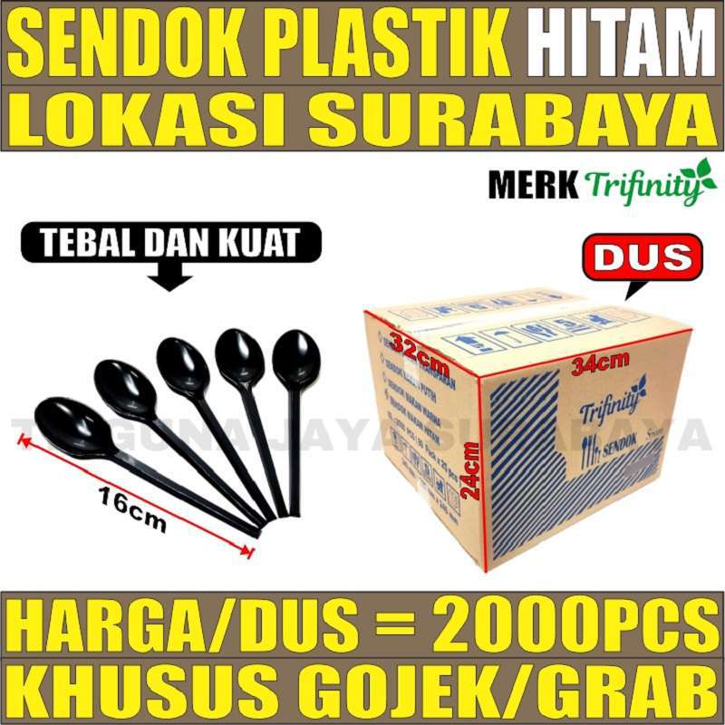 Sendok Makan Hitam Kilat Per Dus Plastik Panjang Murah Trifinity Surabaya