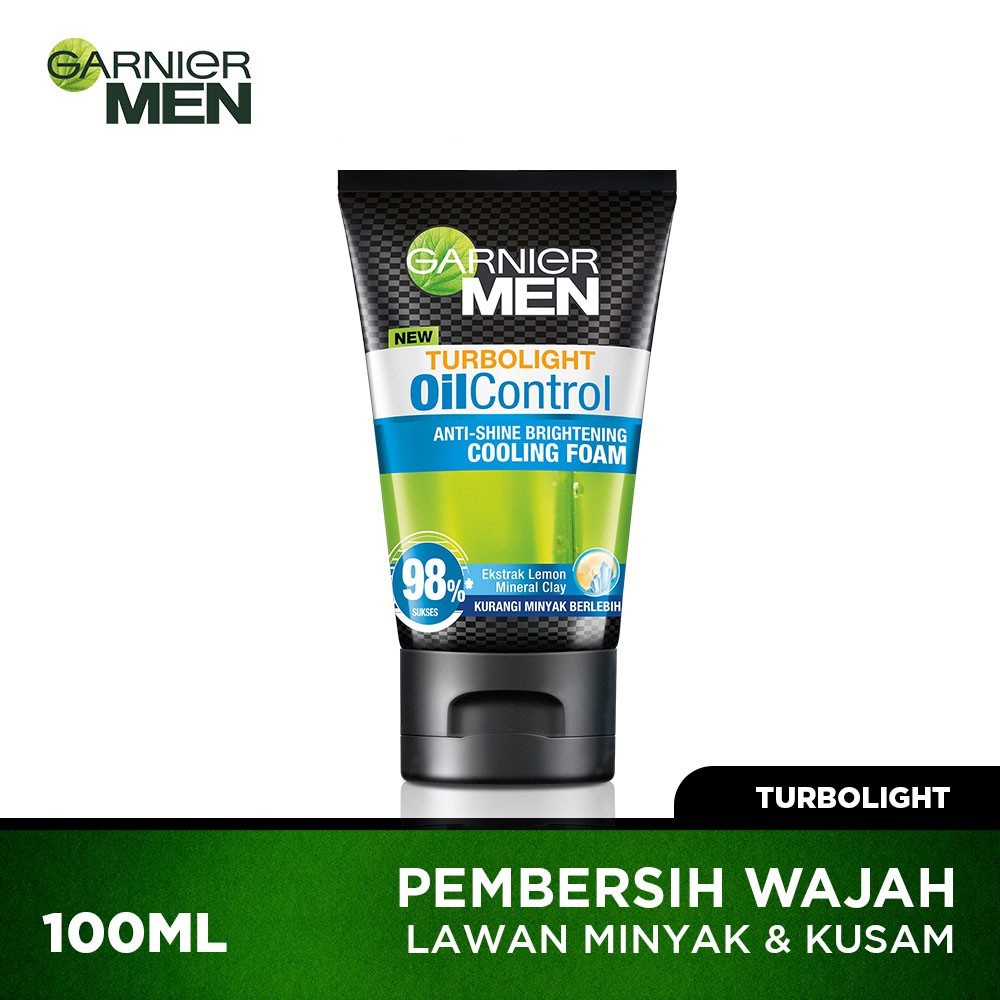 Garnier Men Turbo Light Oil Control Cooling Foam Cleanser 100mL (Lawan Minyak &amp; Kusam)