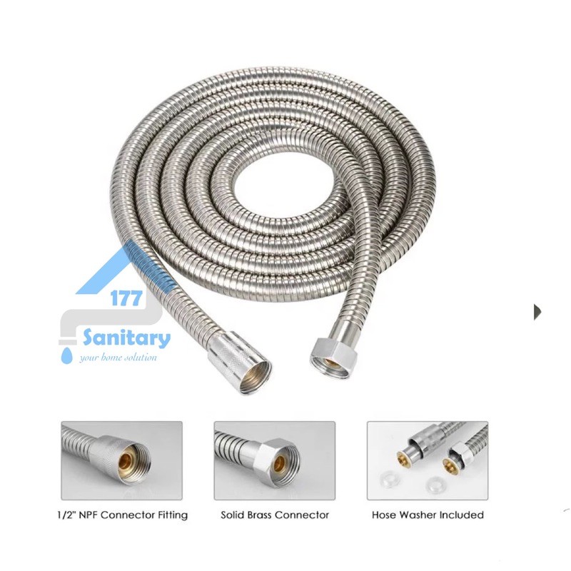 Selang Shower Stainless Flexible 150 Cm PUTAR 360 - Selang Air Shower Fleksibel 1-5 M Kuningan bisa tekanan tinggi high pressure hose flexible/E33